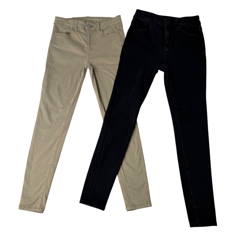 American Eagle Outfitters Women's Skinny Jeans - Lot of 2 - Khaki & Black Size 4